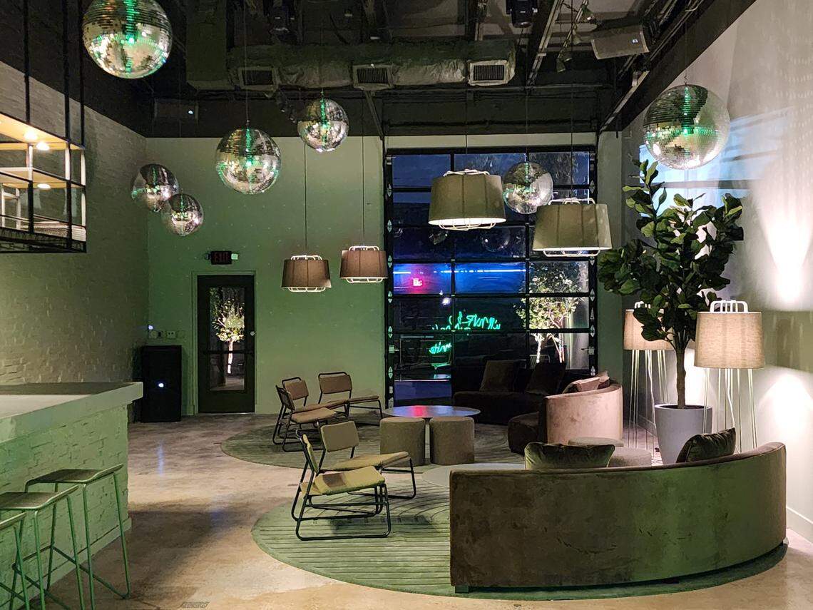 Disco balls are part of the decor at Selvatico lounge and bar in Wynwood.