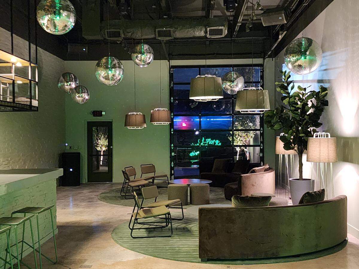 Disco balls are part of the decor at Selvatico lounge and bar in Wynwood.