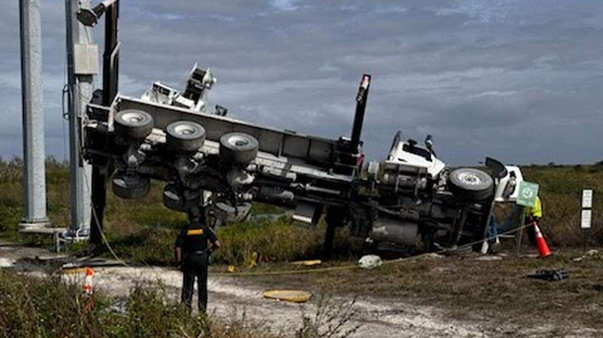 Two men were airlifted to the hospital after the crane they were on collapsed at Holey Land Wildlife Management Area in South Florida on Tuesday, Jan. 23, 2023.
