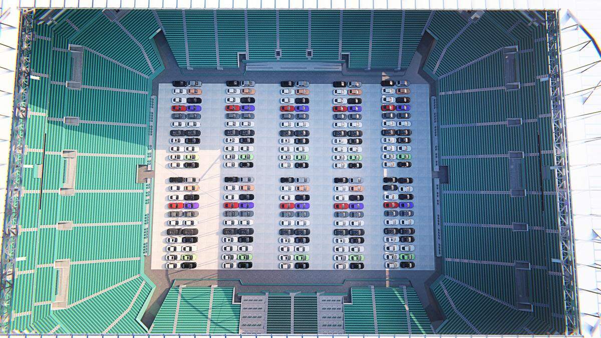 A rendering of the drive-in movie theater at Hard Rock Stadium.