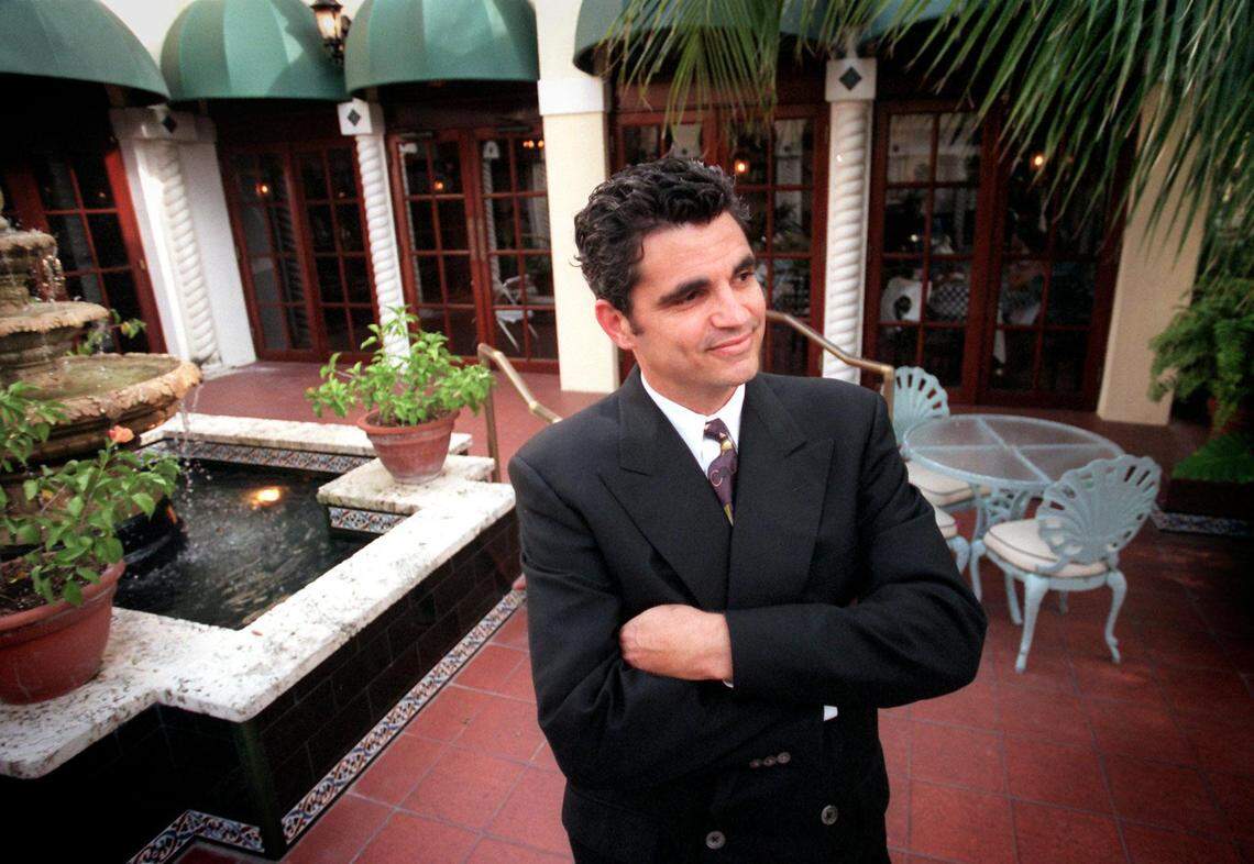 In this file photo from July 18, 1997, Stephen Sawitz, co-owner of Joe's Stone Crab, in the courtyard in front of the restaurant.