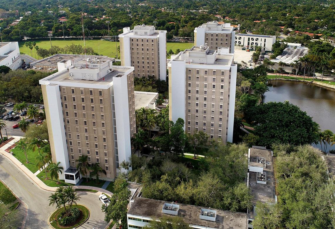 View of the University of Miami Hecht & Stanford Residential Colleges buildings in Coral Gables. The towers will be torn down to make way for a new $260 million residential complex. on Wednesday, January 09, 2019.