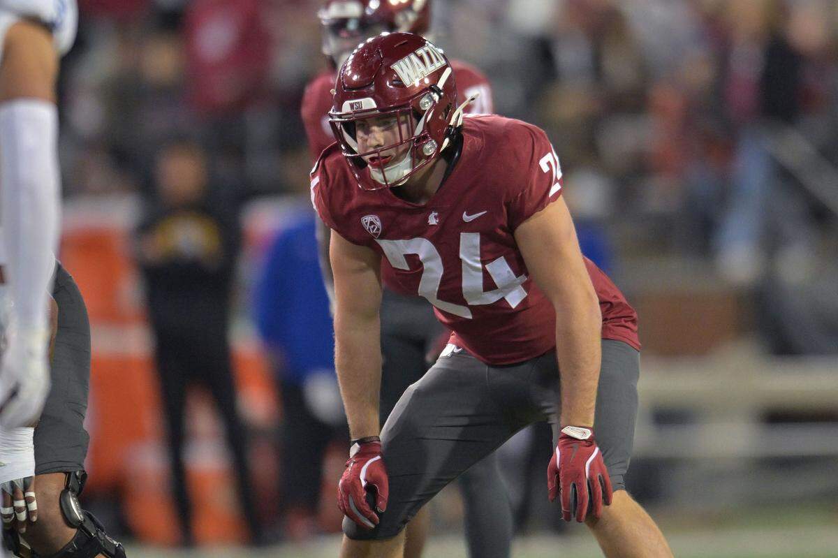 Sep 20, 2024; Pullman, Washington, USA; Washington State Cougars defensive back Ethan O’Connor (24) lines up for a play against the San Jose State Spartans in the first half at Gesa Field at Martin Stadium.