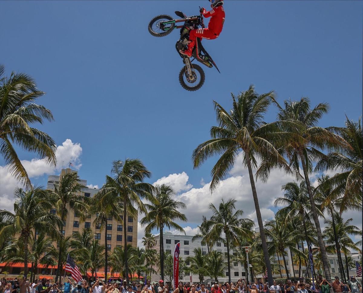 Planes and jets were not the only thing in the skies, as motocross riders performed high-flying tricks over the heads of the crowd by the Keith Sayer’s FMX (Freestyle Motocross) demonstration team. On Sunday, May 28, 2023 the Hyundai Air & Sea Show returned to Miami Beach on Memorial Day Weekend (May 27, 2023 and May 28, 2023.) The event showcases the men, women, technology, and equipment from all five branches of the United States military as well as local police, firefighters, and their first responder agencies. The four block long Display Village that contains a Kid Zone, flight and navigation simulators, tactical training equipment, rifle range simulators, interactive displays from all five branches of the U.S. Military and the Monster Energy Action Zone which showcases a one-of-a-kind action-packed motocross performance by Keith Sayer’s FMX (Freestyle Motocross) demonstration team.