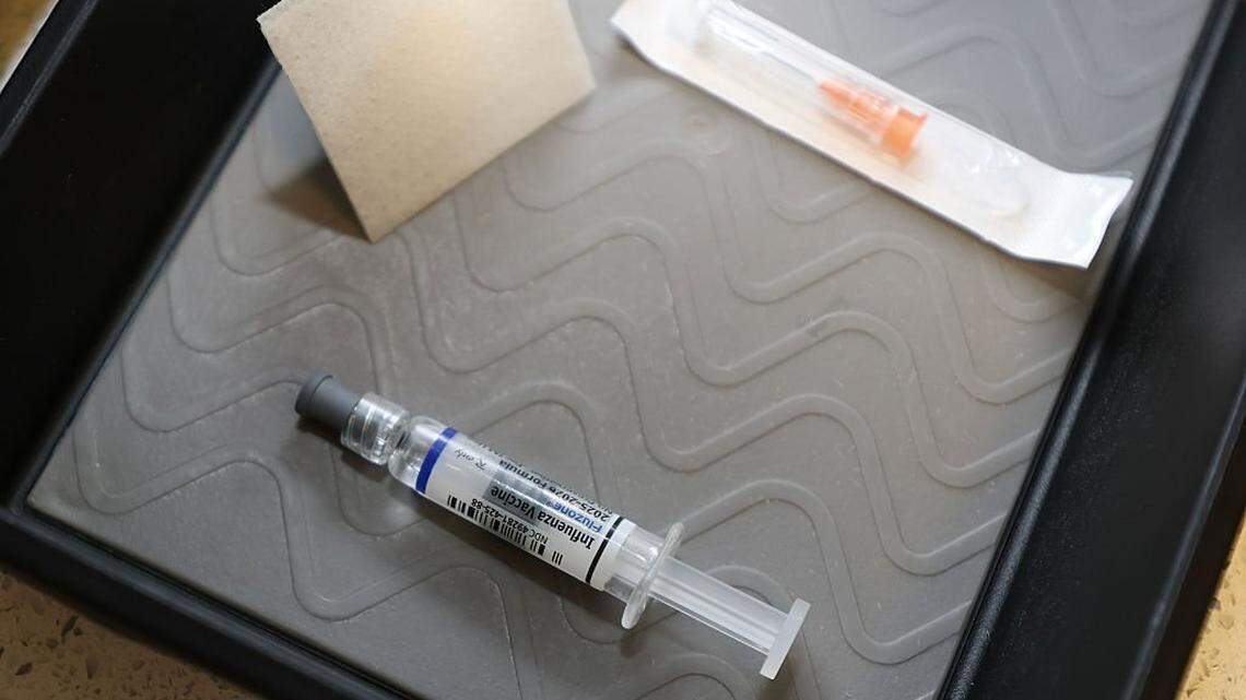 CORAL GABLES, FLORIDA - SEPTEMBER 15: An Influenza Vaccine is prepared for a patient at Doctor Gary M. Kramer, MD, PA's Pediatric office on September 15, 2025, in Coral Gables, Florida. The Florida Department of Health recently released information on the development of rulemaking to revise immunization and document requirements for school entry. (Photo by Joe Raedle/Getty Images)