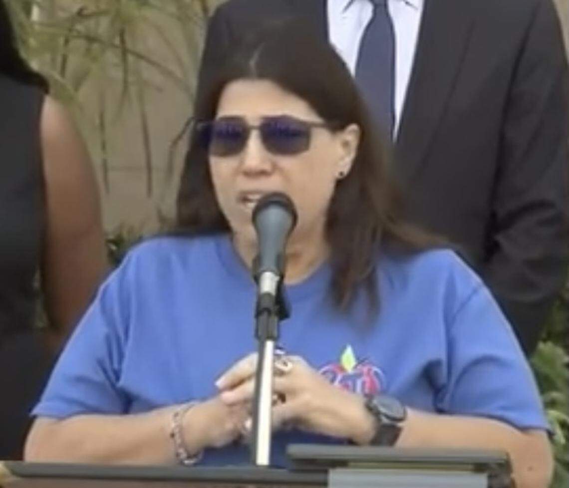 Anna Fusco, president of the Broward Teachers Union, who supported the Broward School Board’s decision on Tuesday, Oct. 26, 2021, to relax masks for high school students but keep them in place for middle and elementary school students.