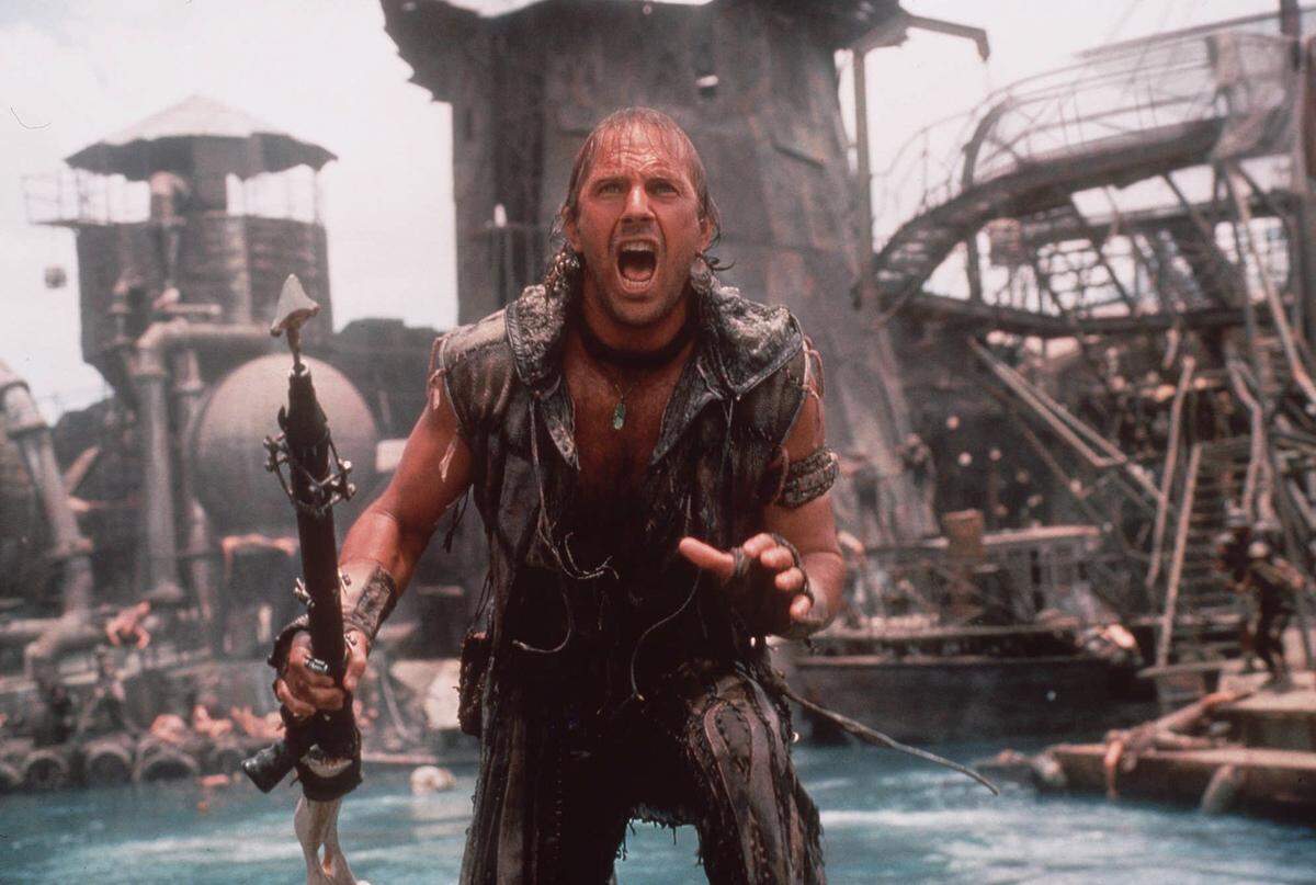 Kevin Costner stars as the Mariner in this scene from the futuristic action-adventure film "Waterworld," which opened on July 28, 1995.
