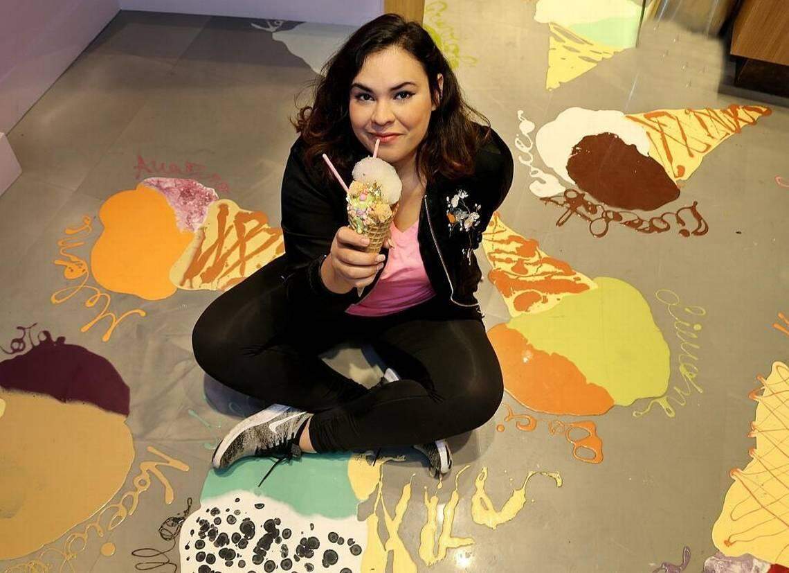 Soraya Kilgore on the extremely whimsical floor of MadLab in the Design District.