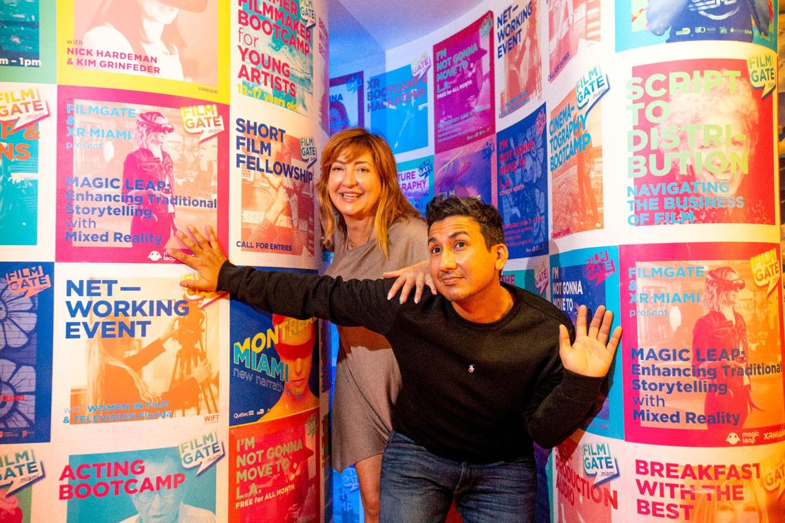 FilmGate Miami co-founders Diliana Alexander and Jose Jacho pose for a photo inside the FilmGate Miami Media Center in Miami on Sept. 18, 2021. Filmgate Miami helps to nurture local filmmaking by helping with everything from cinematography classes to acting workshops to multimedia training.