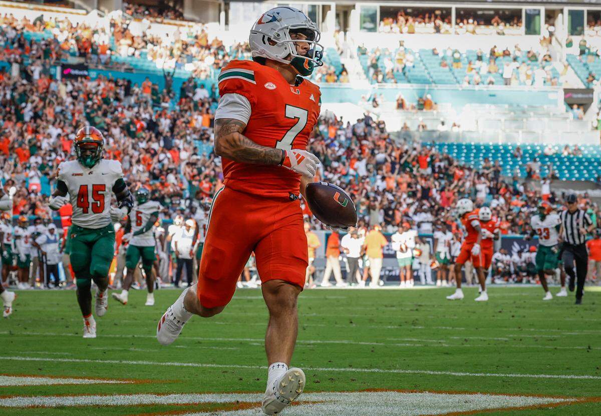 at Hard Rock Stadium in Miami Gardens, Florida, on Saturday, September 7, 2024.