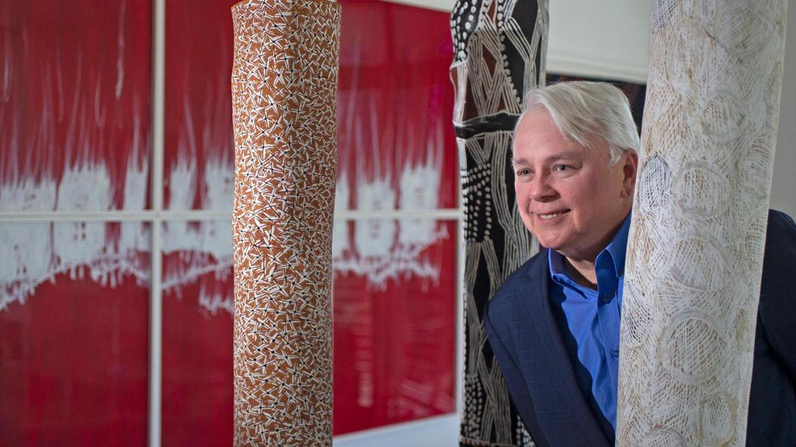 Dennis Scholl, president and CEO of Oolite Arts, at home with his art collection on Friday, March 5, 2021.