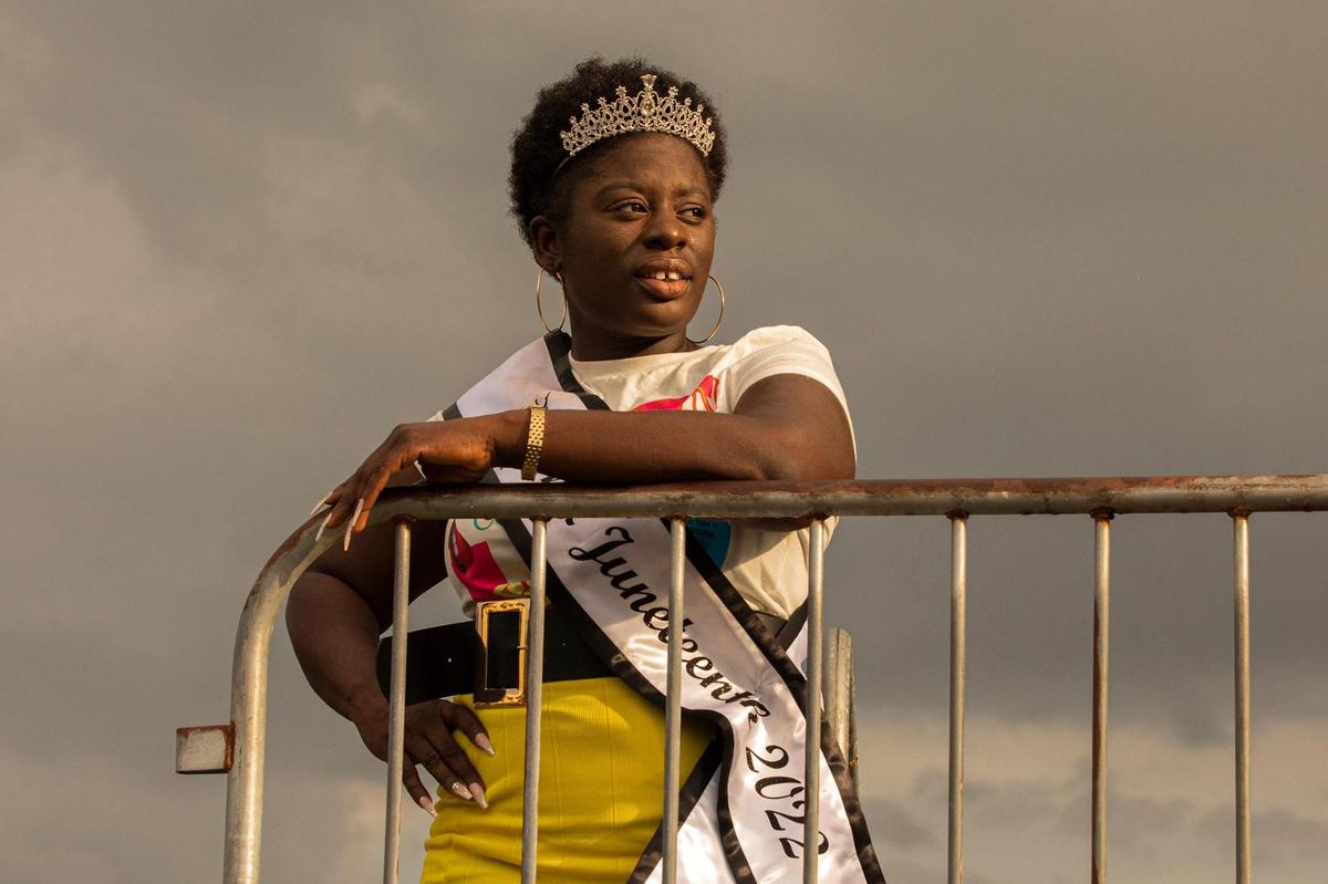 Drica Butler, North Miami Beach Ms. Juneteenth, poses for a portrait at the 2nd Annual Juneteenth Park-In and Party Celebration: “We Are One” in Miami Gardens, Fla. on Sunday, June 19, 2022.