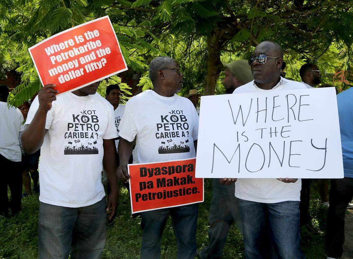 Members of the South Florida Haitian community participated in the PetroCaribe Challenge protest, an anti-corruption campaign that began on social media by Haitians and took place in front of the Haitian consulate in Miami on Sept. 15, 2018.