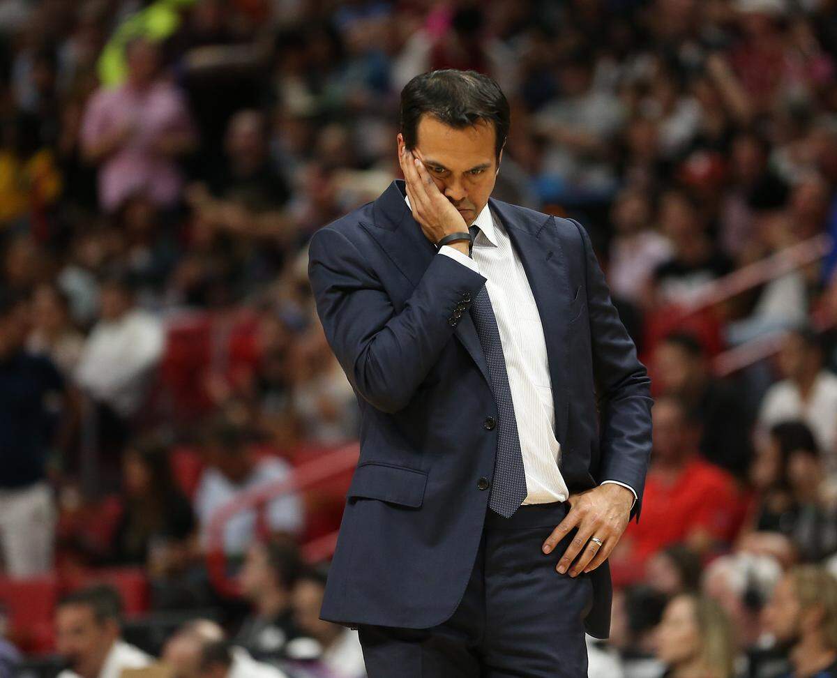 Heat coach Erik Spoelstra emphasized Friday that he’s not happy “about where we are.”