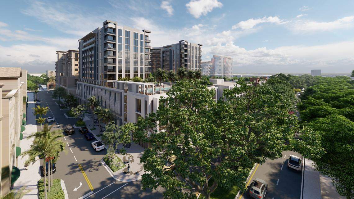 Architectural rendering of the 250 Bird mixed-use project, to be located at 250 Bird Road in Coral Gables.