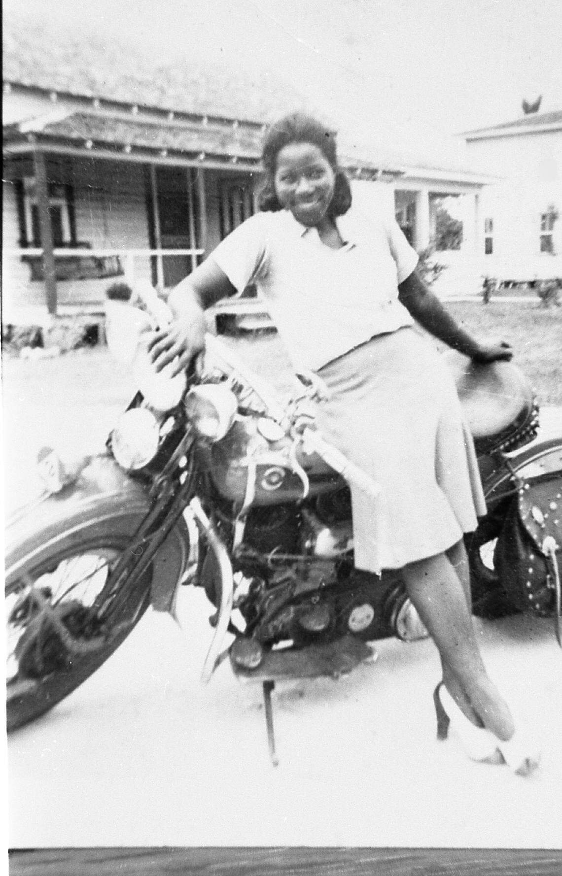 A photo of Bessie Stringfield, known as the “Motorcycle Queen of Miami,” in the 1940s. Stringfield is the subject of a the documentary film, “To Myself With Love: The Bessie Stringfield Story,” which is garnering Oscar attention.