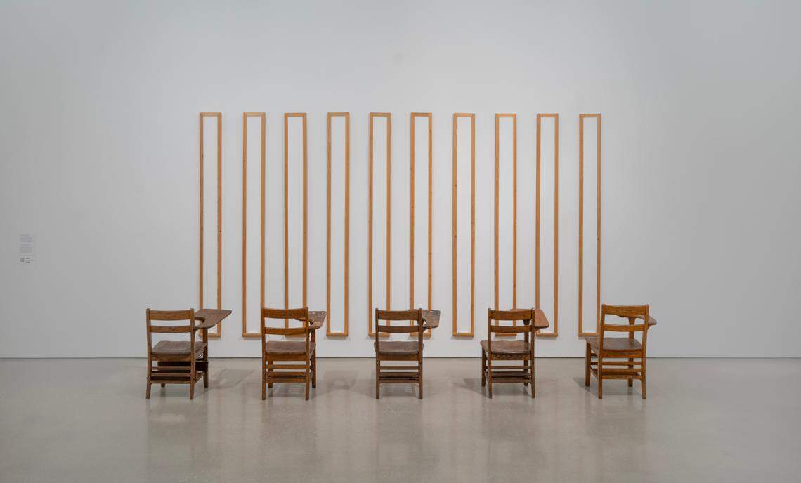 Artist Gary Simmons made “Disinformation Supremacy Board” in 1989. The work is on display at the Pérez Art Museum Miami.