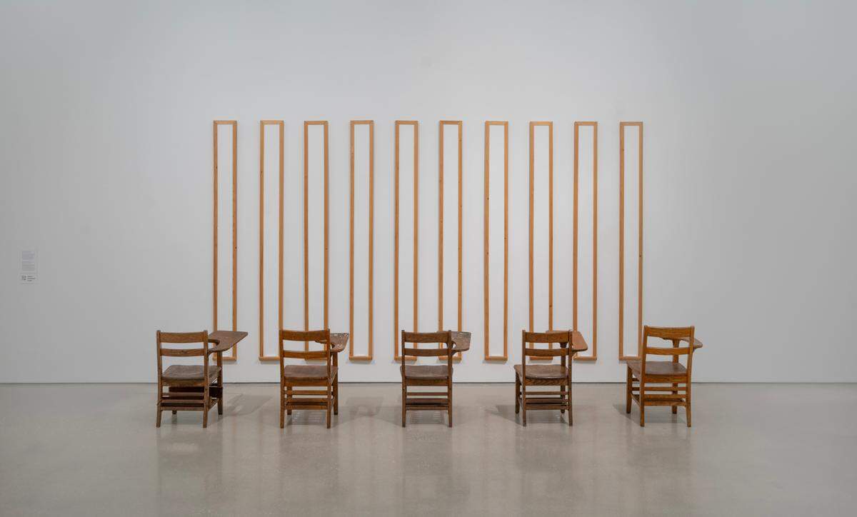 Artist Gary Simmons made “Disinformation Supremacy Board” in 1989. The work is on display at the Pérez Art Museum Miami.