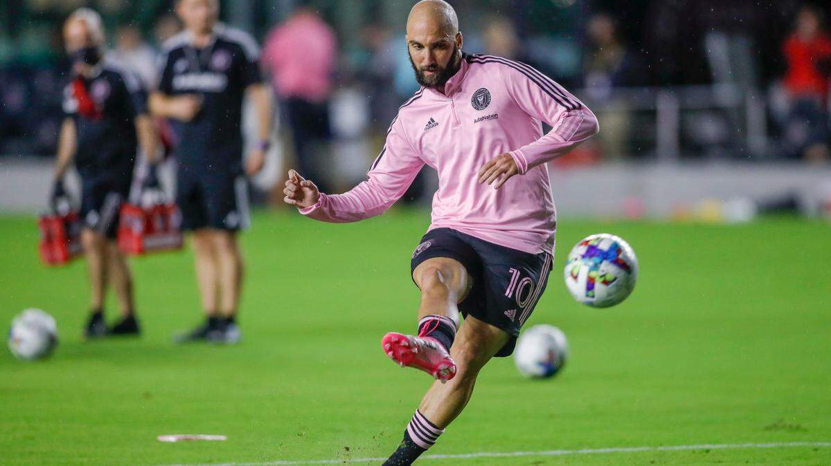 Inter Miami forward Gonzalo Higuain (10) has been relegated to the bench, and has scored two goals with one assist so far this season.