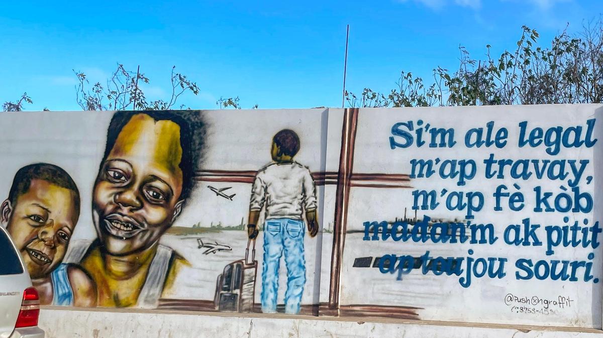 A mural in the northern port city of Cap-Haïtien warns Haitians about the perils of illegal migration