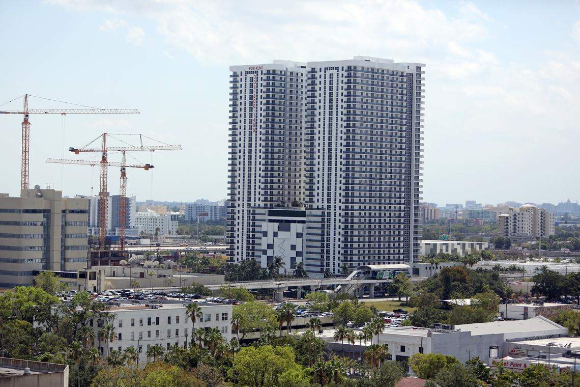 Cranes work on the Melo Group's Miami entertainment district project called Art Plaza that is being built right next door to their other new development about to open called Square Station. The development firm from Argentina  has built a number of condo and apartment buildings in Edgewater and downtown Miami since 2001.