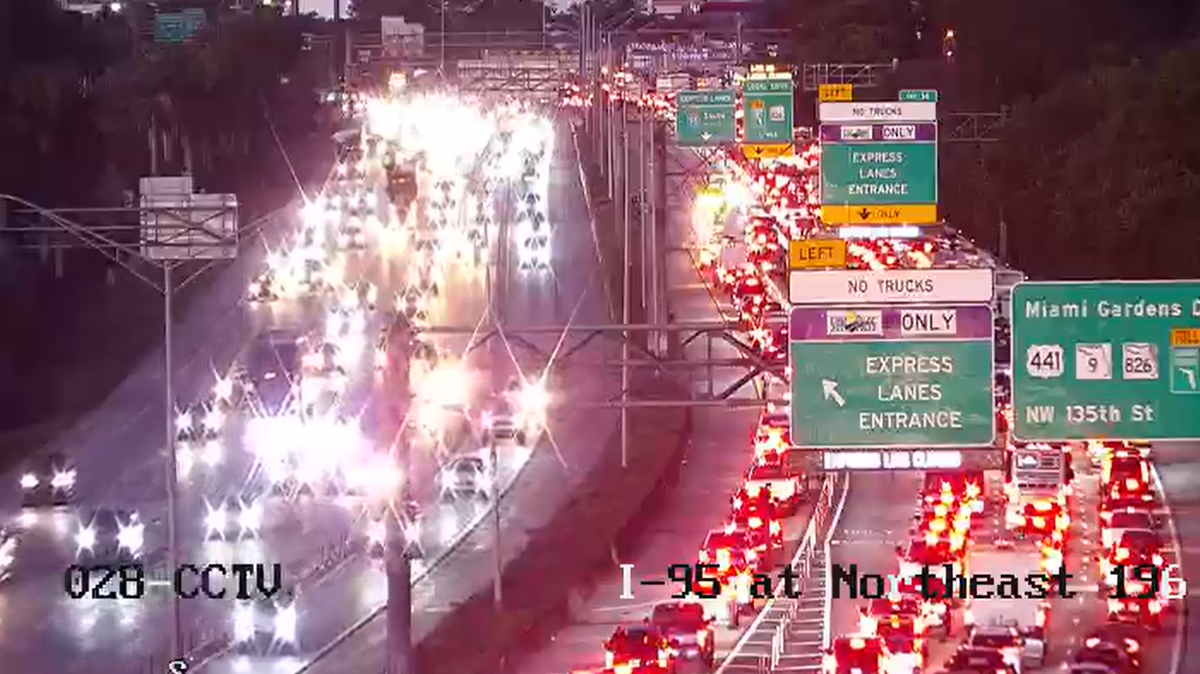Interstate 95 was shut down after a Coca-Cola truck overturned near Miami Gardens on Thursday, Feb. 15, 2024.