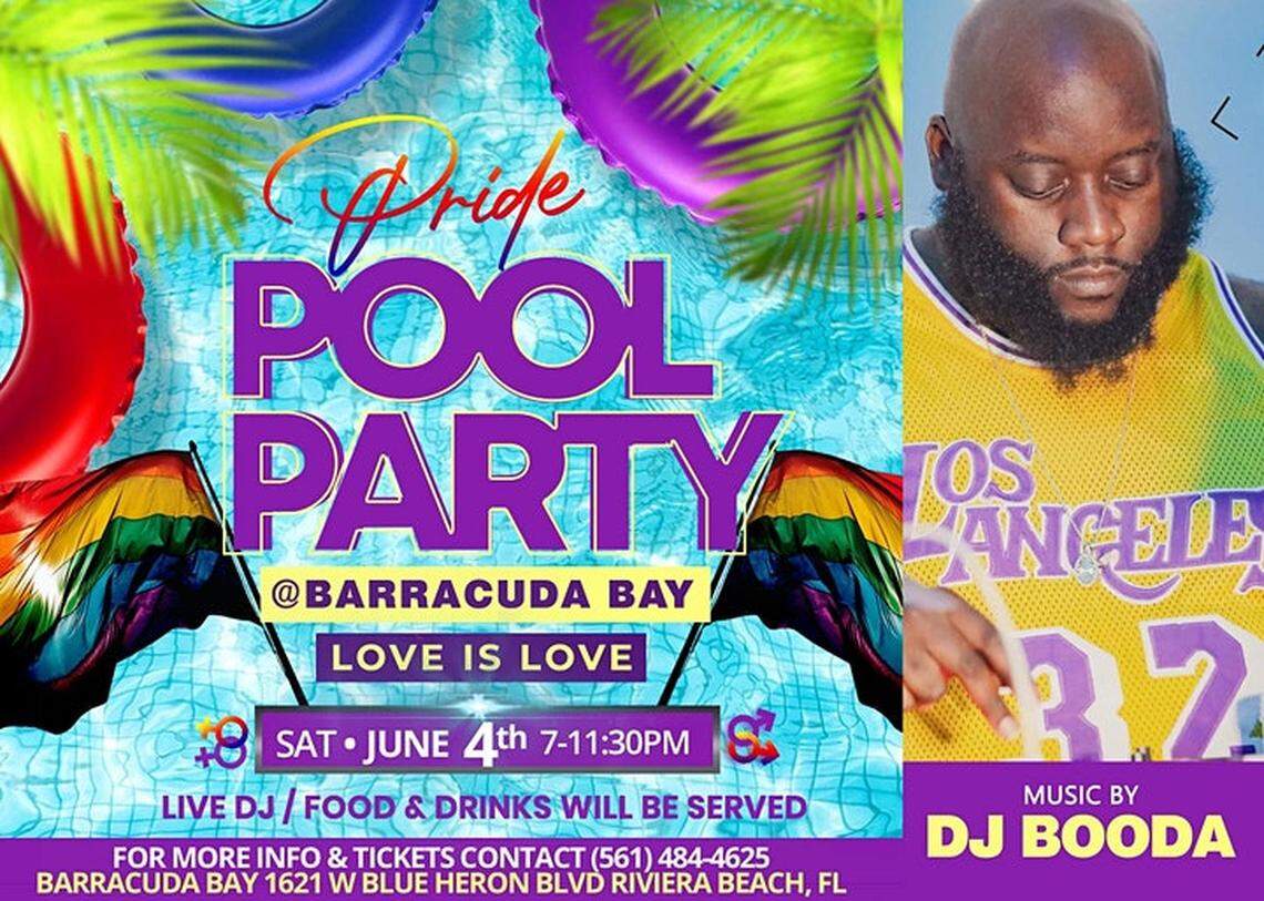 The second annual Pride Pool Party is June 4 from 7 p.m. to 11:30 p.m. at Barracuda Bay Aquatic Complex, 1621 West Blue Heron Blvd., Riviera Beach.
