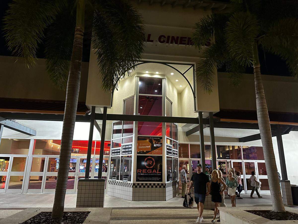 The Regal Falls movie theater courtyard on Nov. 25, 2023, after its 1994 remodeling, before scheduled renovations in the summer of 2025 revamped the theater chain that originally opened at the shopping plaza in 1980.