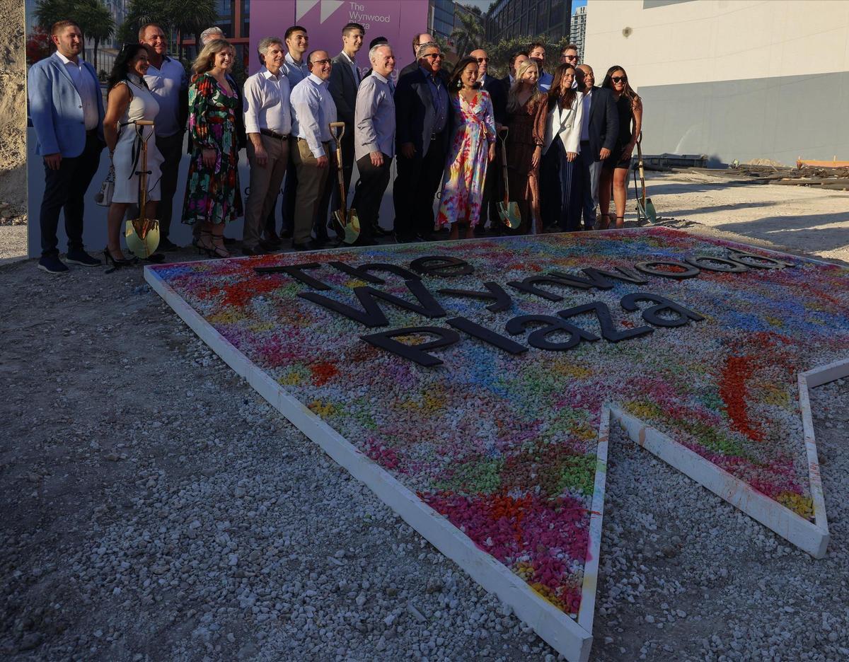 On Thursday, March 2, 2023 team principals line-up for a quick photo at Wynwood Plaza construction site where the groundbreaking was in effect Thursday afternoon.