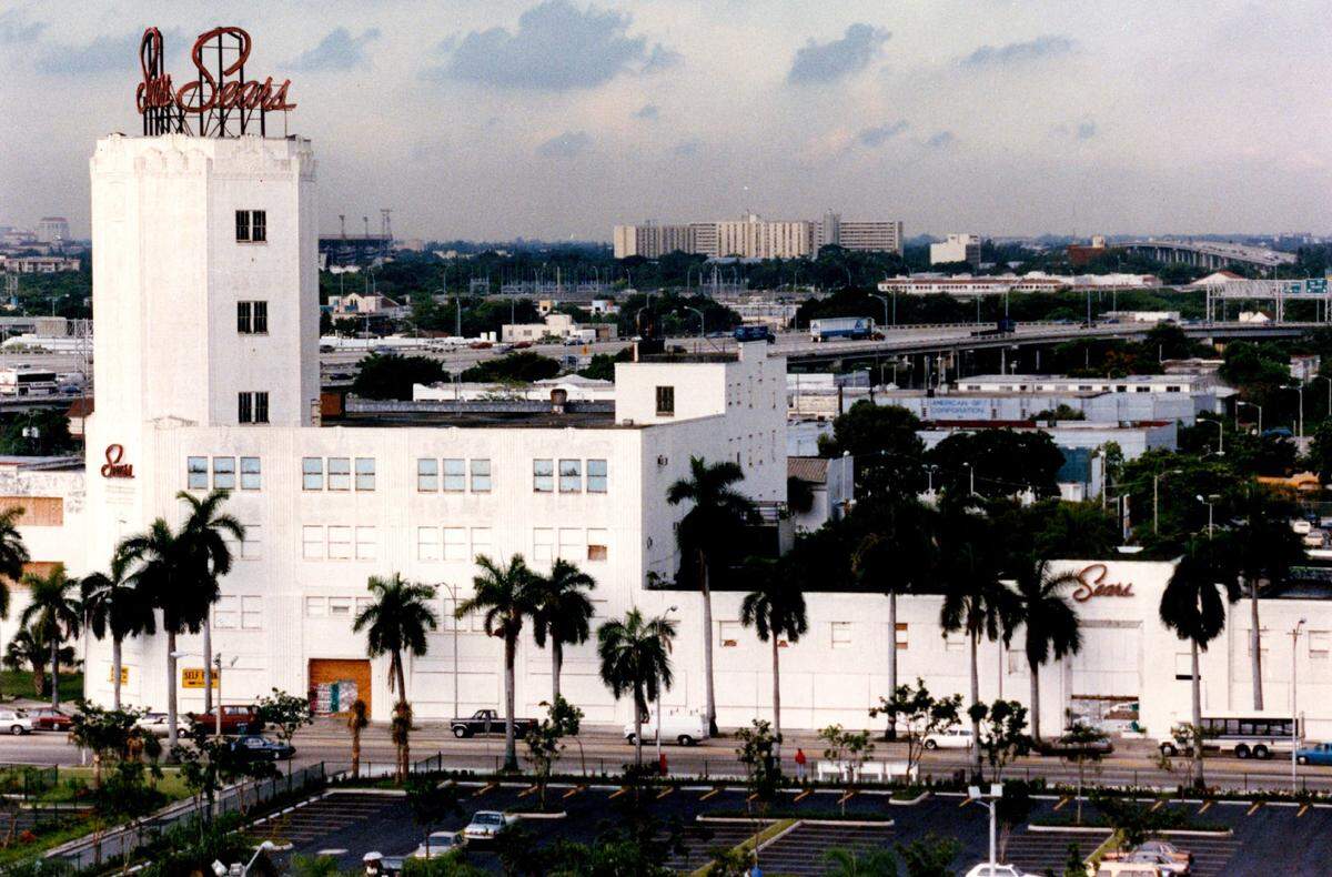 In 1991, the Sears building on Biscayne Boulevard just north of downtown Miami.