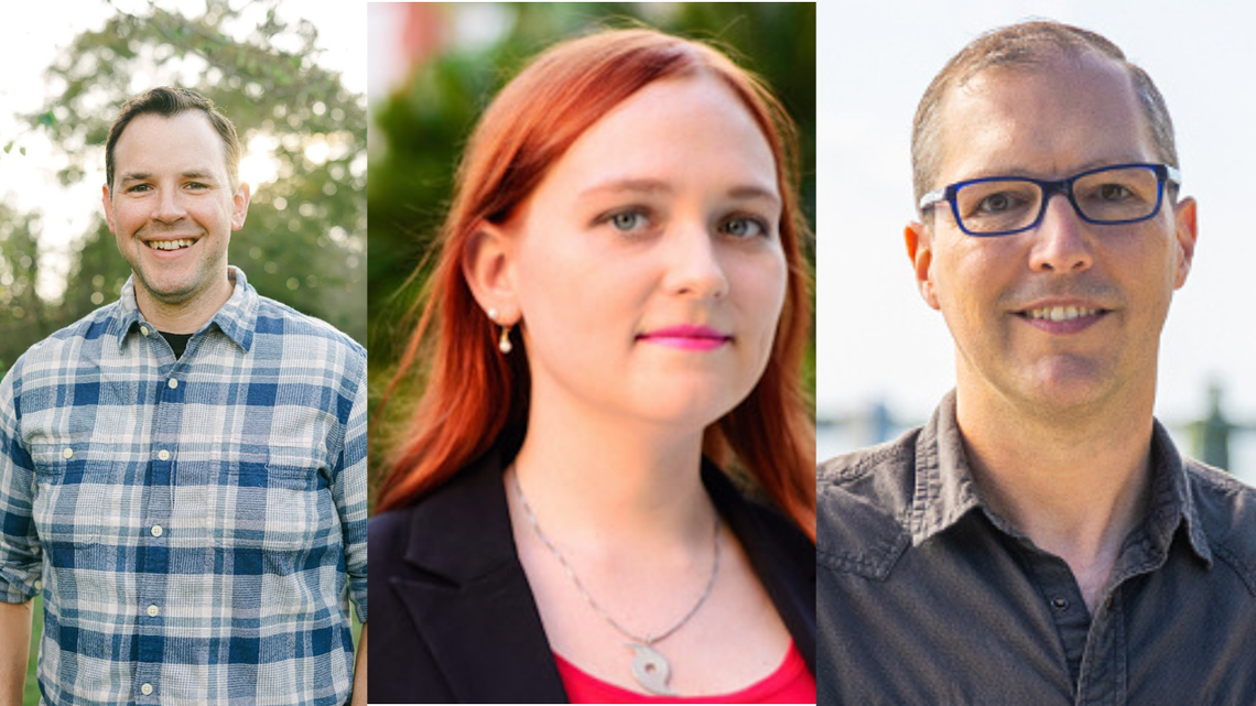 The Herald spoke to, from left, Shel Winkley, who worked as a broadcast meteorologist for 17 years; Athena Masson, a meteorologist and hurricane expert; and Brian McNoldy, an expert in atmospheric science who specializes in tropical storms and hurricanes at the University of Miami.