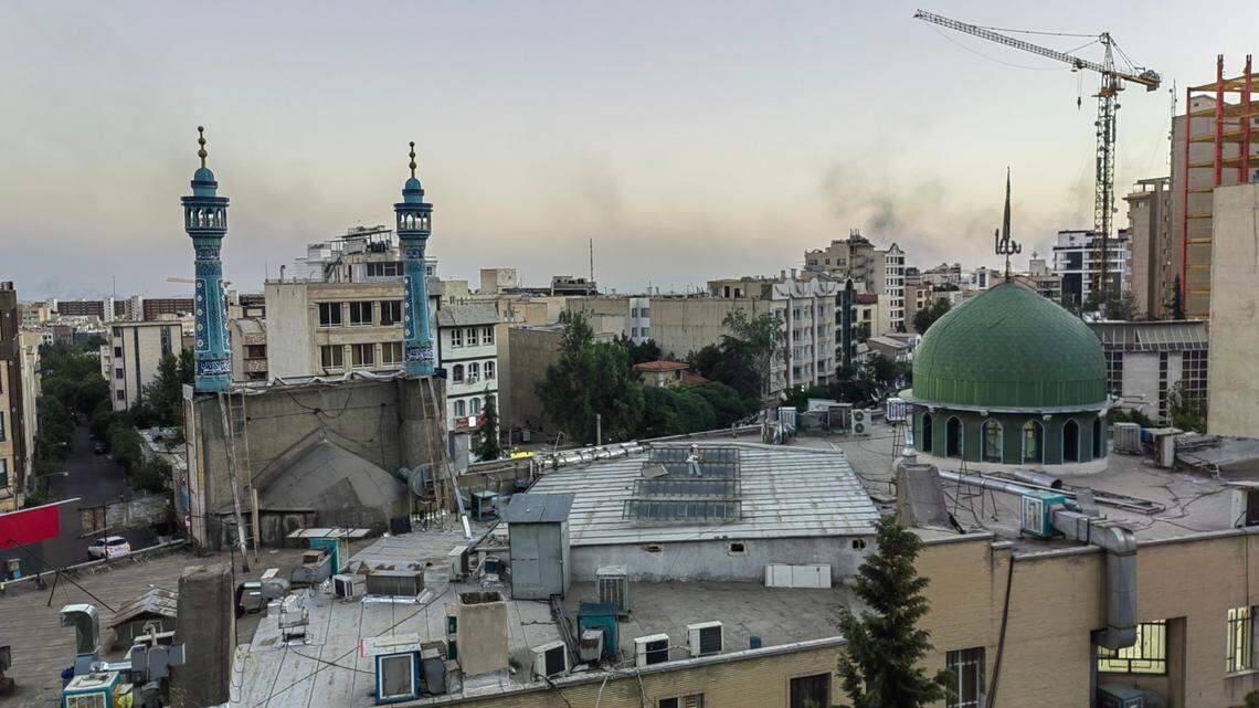 This photo taken with a mobile phone shows smoke in Tehran, capital of Iran, June 17, 2025. The Israeli military said over 70 Iranian aerial defense missile batteries and advanced detection radars had been destroyed in five waves of strikes carried out over recent days.