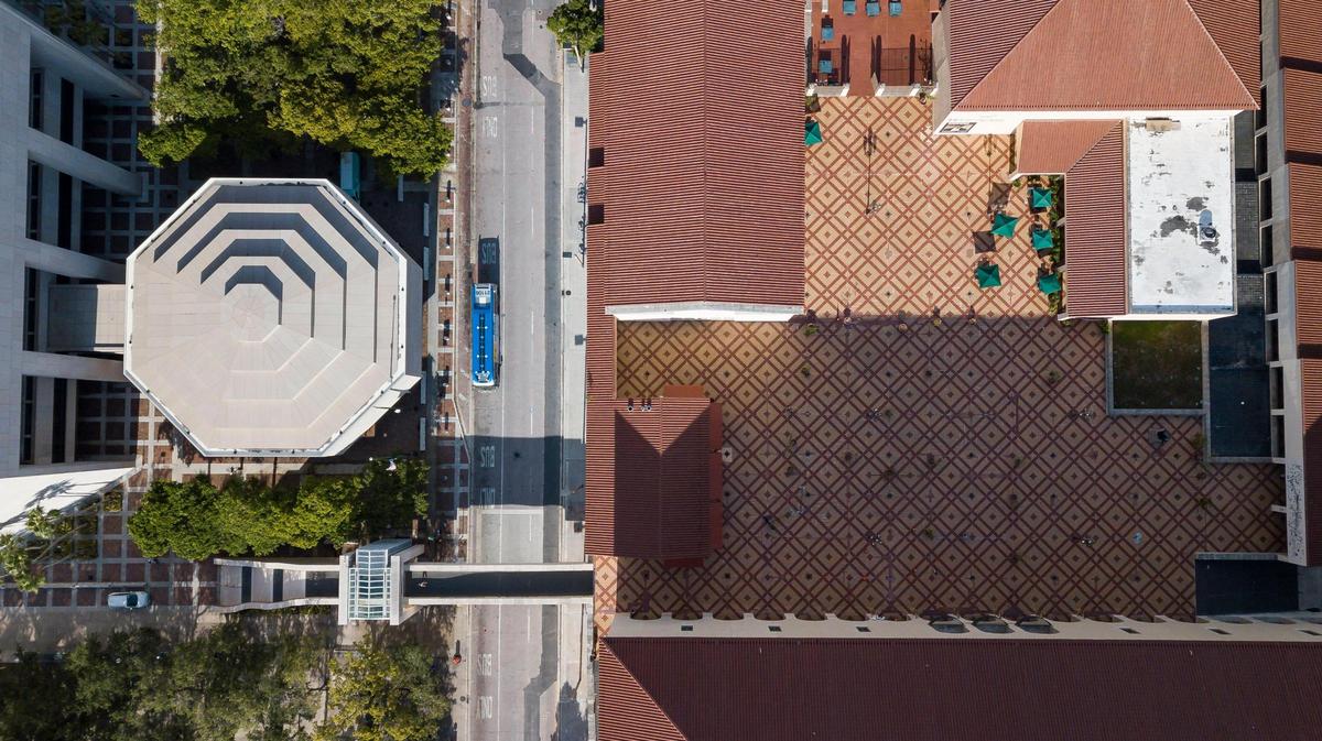 An aerial view of HistoryMiami Museum and the Stephen P. Clark Government Center on Wednesday, Aug. 24, 2022, in downtown Miami, Fla.