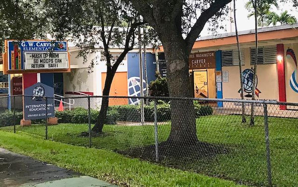 The front entrance of G.W. Carver Elementary School on Grand Avenue sits about 300 feet from where a Wawa gas station and convenience store would be built.