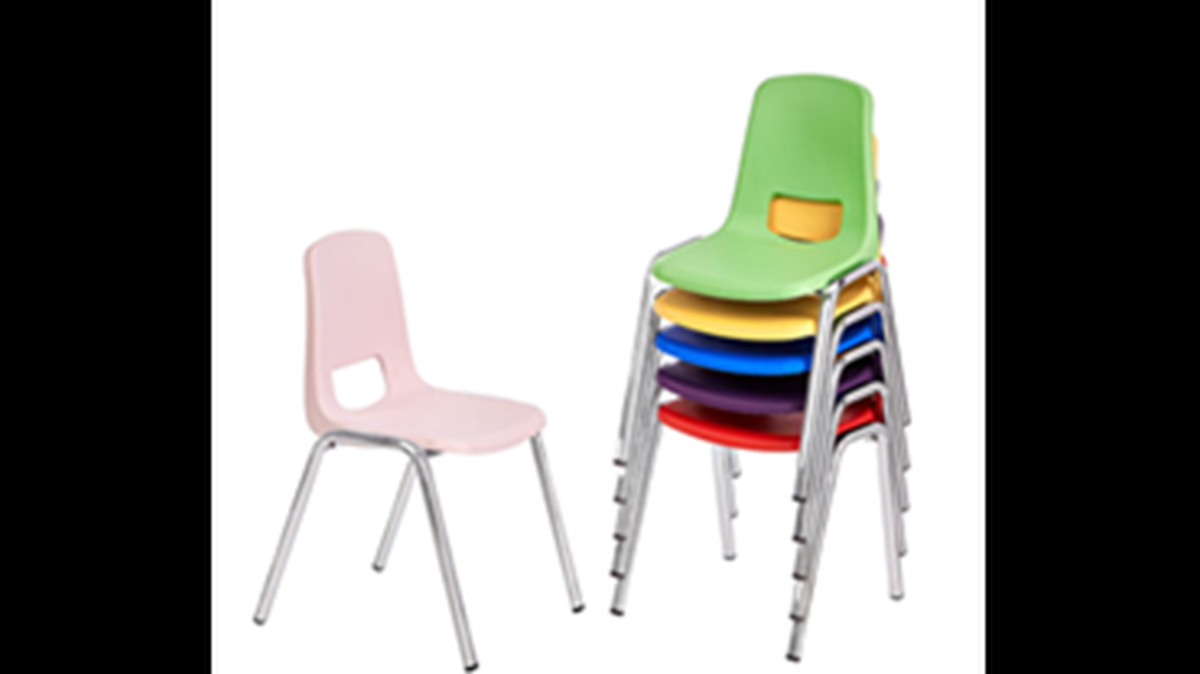 Sillas apilables para aulas escolares Amazon Basics/ Comisión de Seguridad de Productos del Consumidor.
