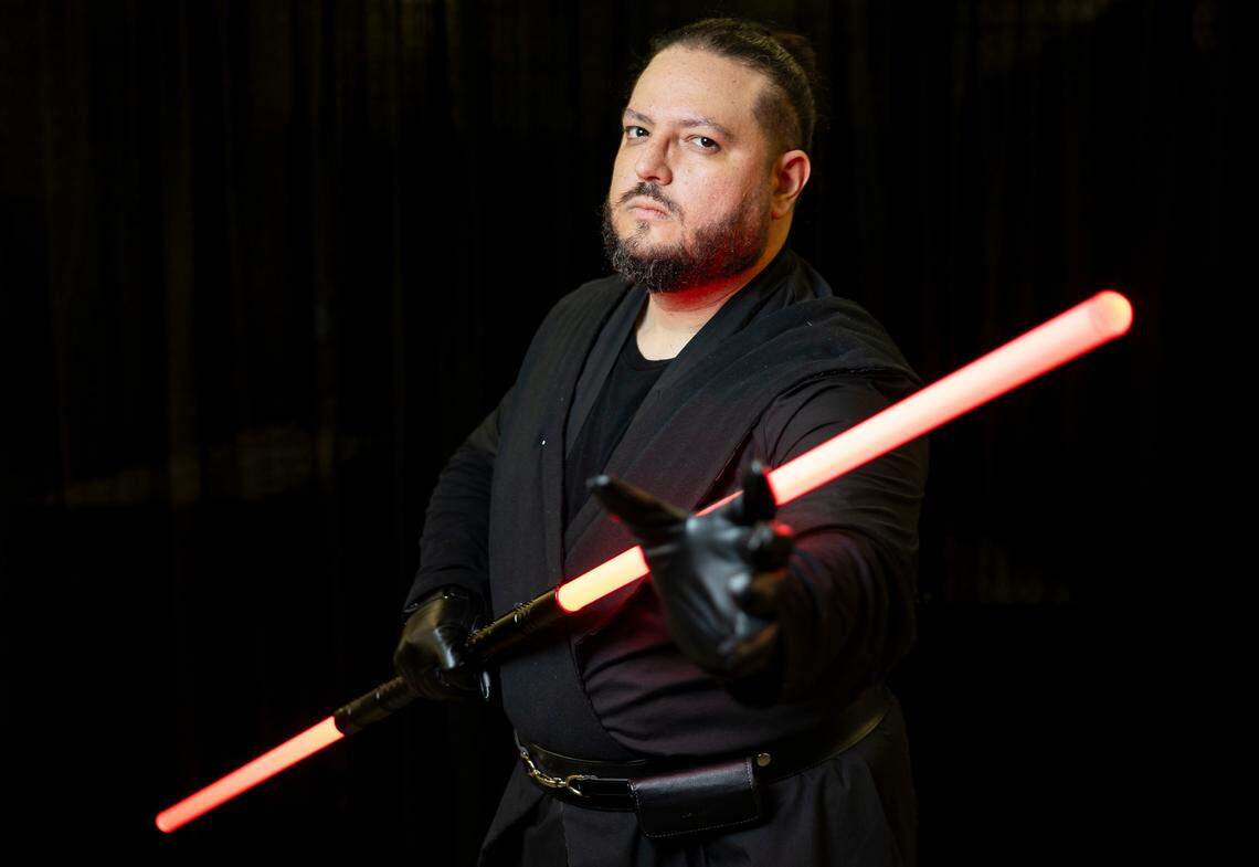 Daniel Alcala cosplays as a sith lord from 'Star Wars.'
