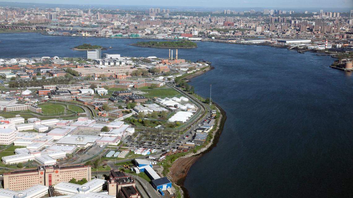 This photo shows Rikers Island in New York City. A woman is suing her former supervising officer at Rikers Island, accusing him of sexually abusing her.