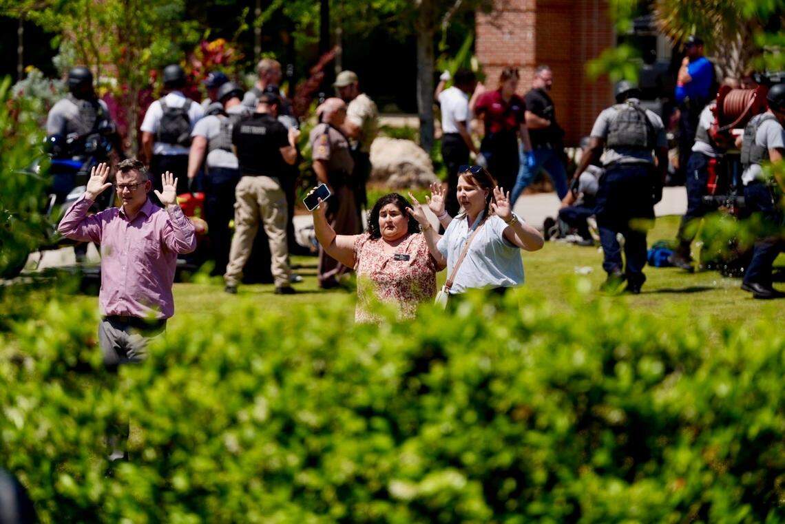 Evacuees on FSU campus after a mass shooting occurred Thursday.