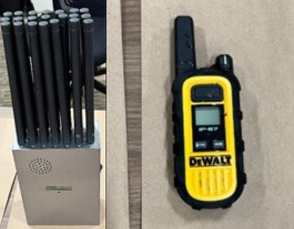 Broward Sheriff’s Office detectives say this Wi-Fi jammer and walkie-talkie were used during burglaries in a gated community in Weston.