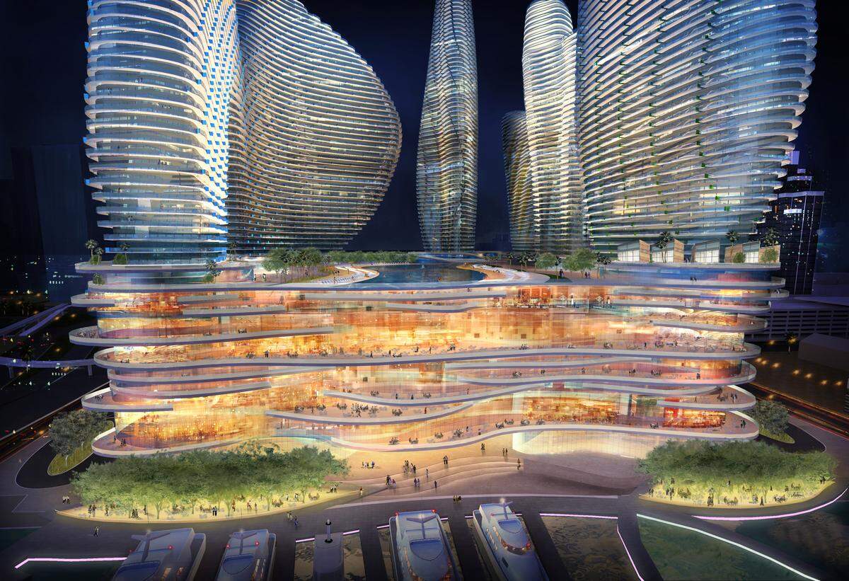 Architectural rendering on the massive gambling resort and hotel The Genting Group proposed to build on the former Miami Herald property. The proposal stalled when Genting failed to change Florida law to allow an expansion of casino gambling.