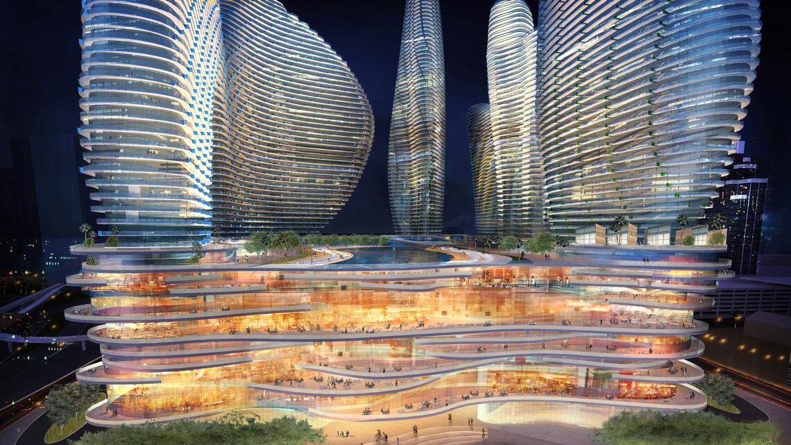 Genting, the Malaysian casino company, once proposed building this gambling resort on waterfront property it purchased from the Miami Herald parent McClatchy Co. in 2011. The proposal stalled when Genting failed to change Florida law to allow an expansion of casino gambling. Now the company is pursuing a transit contract with Miami-Dade to build a monorail system between downtown and Miami Beach, which could include the former Herald property.