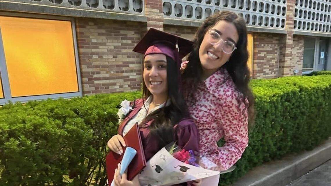 Rachel Aliza Nisanov, 13, left, and her sister, Aviva Bracha Nisanov, 16. Rachel was killed Tuesday, Aug. 12, 2025, when the personal watercraft she was riding on slammed into a concrete dock in Fort Lauderdale. Aviva is in critical condition at Broward Medical Center. 