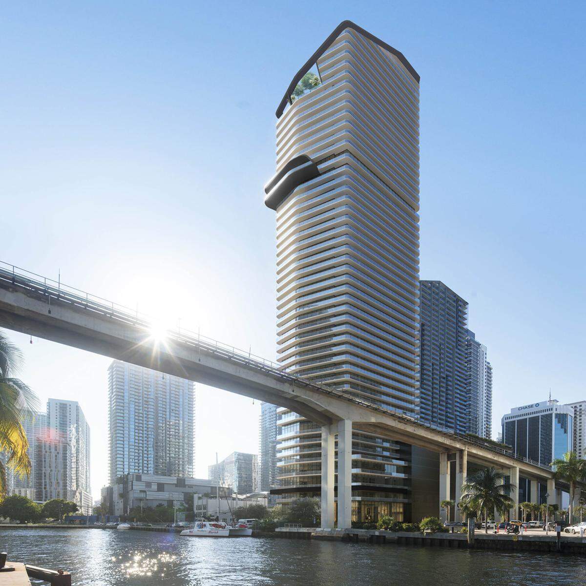 A rendering of Lofty Brickell, a luxury condo tower currently under construction. It will be completed in 2024.