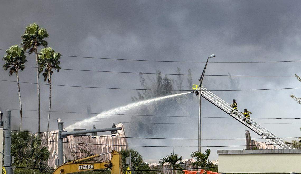 A massive warehouse blaze near Miami Gardens prompted multiple Miami-Dade Fire Rescue units to respond on Thursday March 5, 2026. 