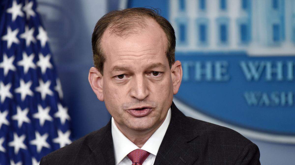 Alexander Acosta, when he was a federal prosecutor in Miami, helped negotiate an agreement that greatly reduced the severity of the conviction of Jeffrey Epstein, a sexual abuser of girls.(Olivier Douliery/Abaca Press/TNS)