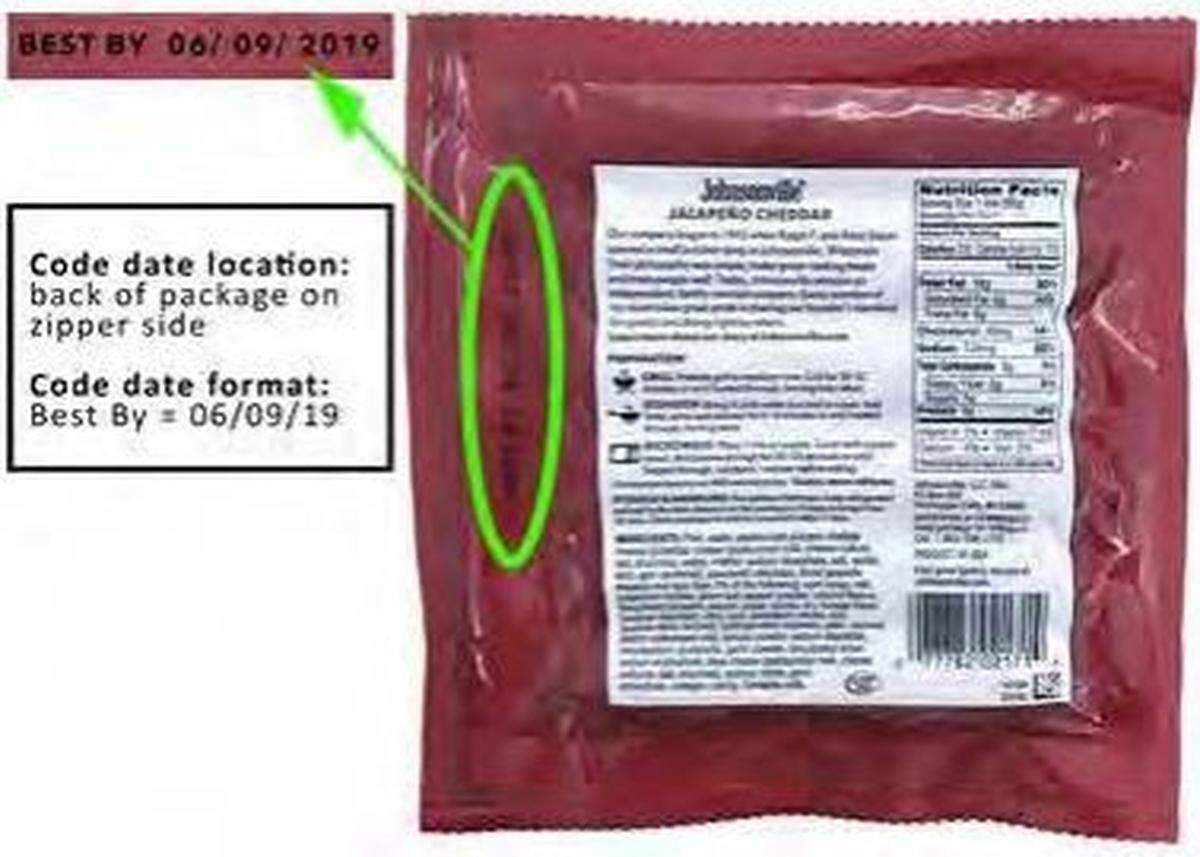 The back of the recalled Johnsonville sausage