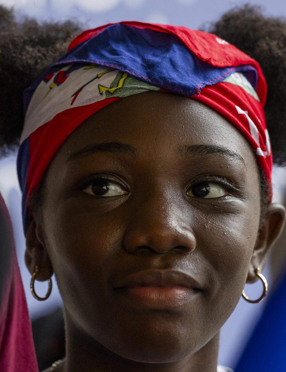 Ava Jeanty, 10, waits for a meet-and-greet with the Haiti national soccer team at the Museum of Contemporary Art, North Miami on Saturday, May 30, 2026, in North Miami, Fla.