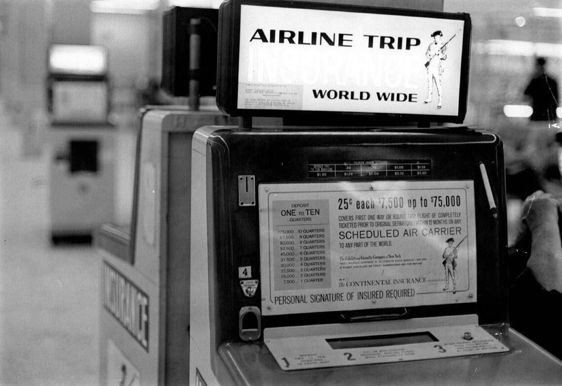 In the 1960s, a traveler insurance machine at the Miami airport.