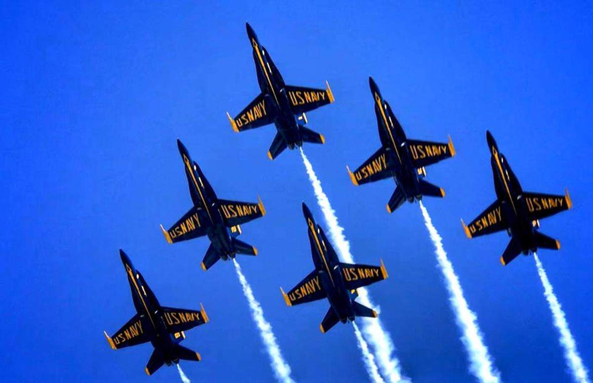 The Blue Angels fly over Duval Street on Thursday, March 28, 2019, in advance of the weekend’s air show at Naval Air Station Key West on Boca Chica Key.
