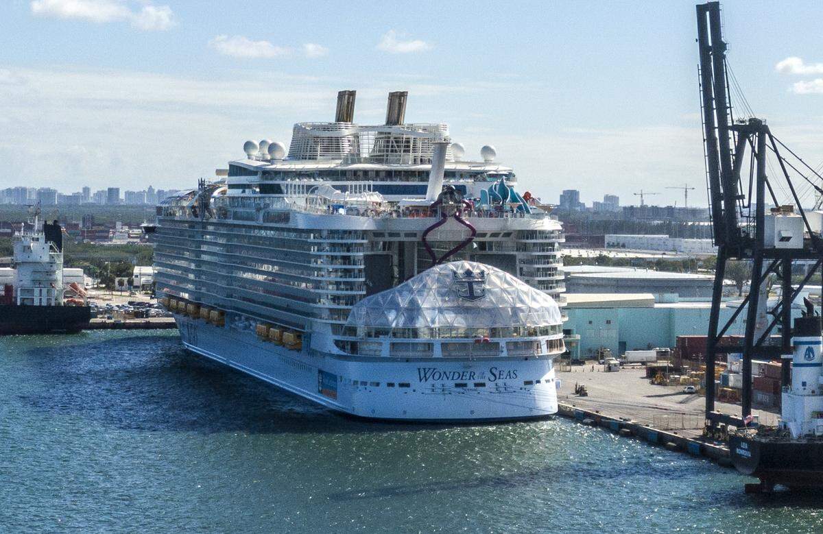 View of the Royal Caribbean's Wonder of the Seas at Port Everglades in Fort Lauderdale in 2022.